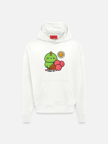 Sommer-Dino mit Eiswaffel - Hoodie- made by SPREAD  - OFF WHITE