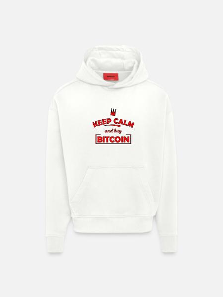 Keep Calm Bitcoin Print - Hoodie- made by SPREAD - OFF WHITE