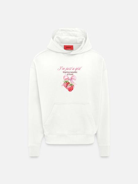 Hopeless Romantic Strawberry Bow - Hoodie- made by SPREAD  - OFF WHITE