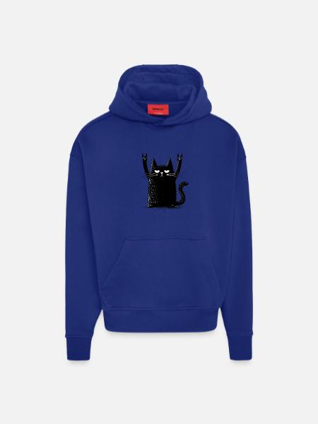 Rocker Chat Noir - Sweat à capuche bio épais oversize fabriqué en UE - OFF WHITE