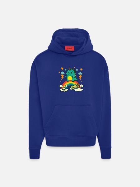 Wütendes Dino-Einhorn auf Regenbogen - Hoodie- made by SPREAD - OFF WHITE