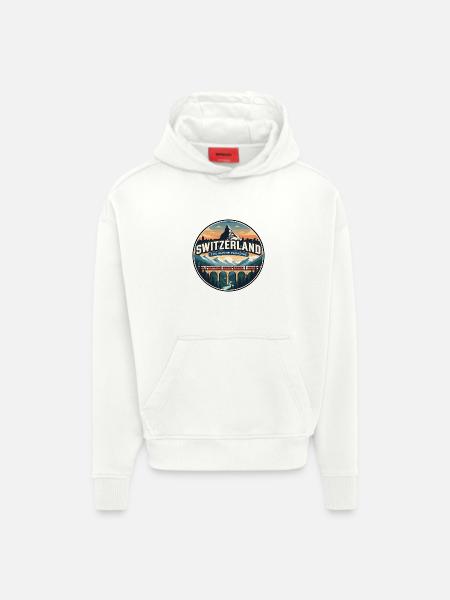 Retro Schweiz Matterhorn Zugabzeichen - Hoodie- made by SPREAD  - OFF WHITE