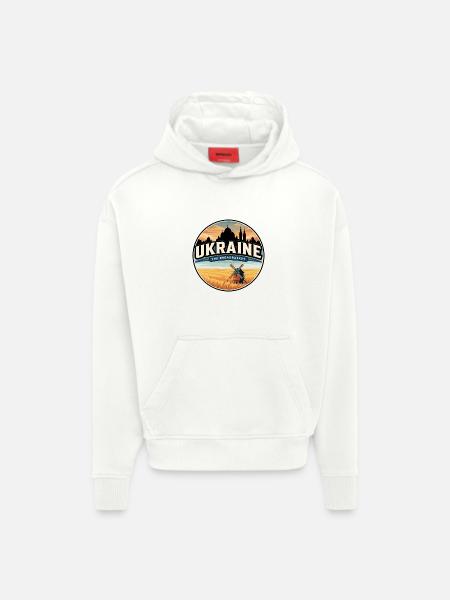 Retro Ukraine Weizenfeldabzeichen - Hoodie- made by SPREAD  - OFF WHITE