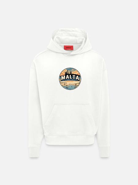 Retro Malta Valletta Harbour Badge - Hoodie- made by SPREAD  - OFF WHITE