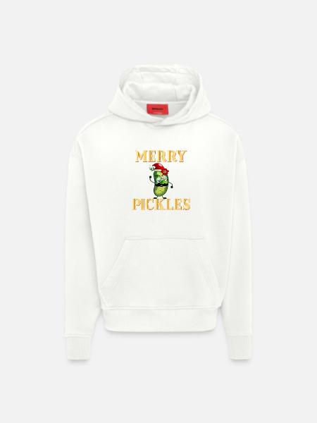 Cornichons Joyeux Noël - Sweat à capuche bio épais oversize fabriqué en UE - OFF WHITE