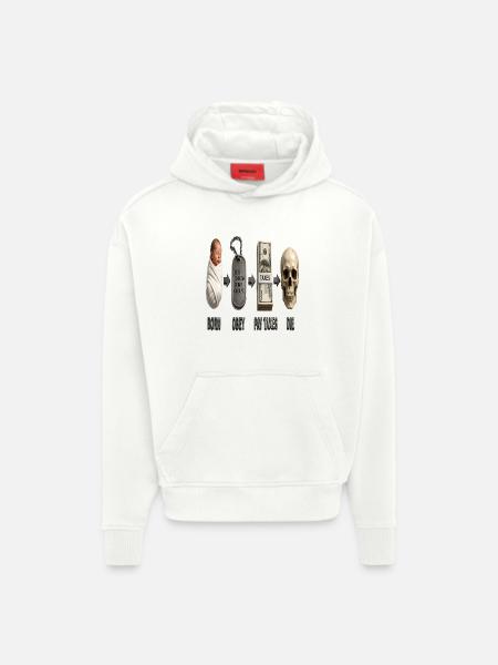AntiKonsum Baby Skull Satire - Hoodie- made by SPREAD  - OFF WHITE