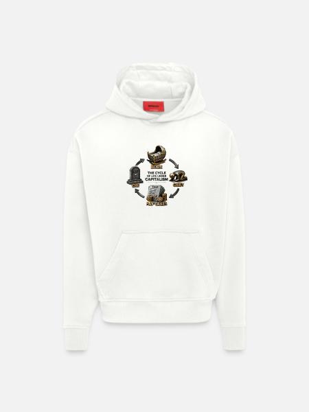 Capitalism Cycle Satire - Hoodie- made by SPREAD - OFF WHITE