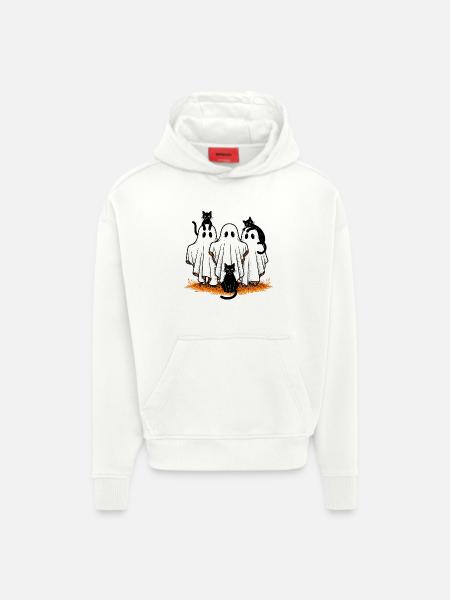 Halloween Ghost Cats - Hoodie- made by SPREAD - OFF WHITE