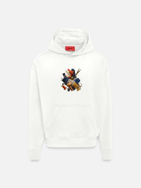 Patchwork Sewing: Fabrics and Needles - Hoodie- made by SPREAD - OFF WHITE