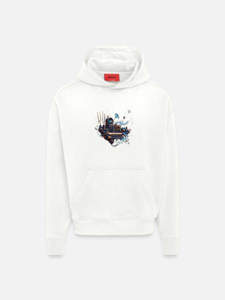 Cosmic Steampunk Keyboard - Hoodie- made by SPREAD - OFF WHITE