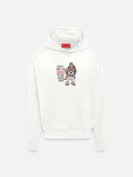 Funny Sleepy Dog Design - Hoodie- made by SPREAD - OFF WHITE