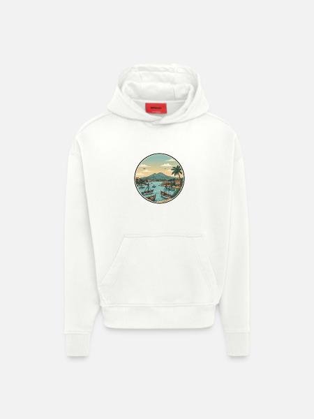 Naples Italy Mount Vesuvius Bay Sticker - Hoodie- made by SPREAD - OFF WHITE