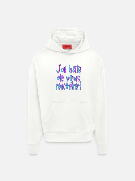 J'ai hâte de vous rencontrer - Sweat à capuche bio épais oversize fabriqué en UE - OFF WHITE