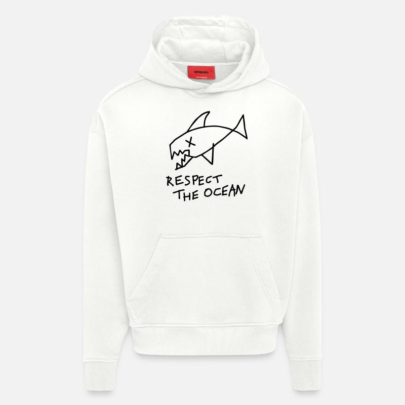 Ocean Graphic respecte l’océan - Sweat à capuche bio épais oversize fabriqué en UE - OFF WHITE