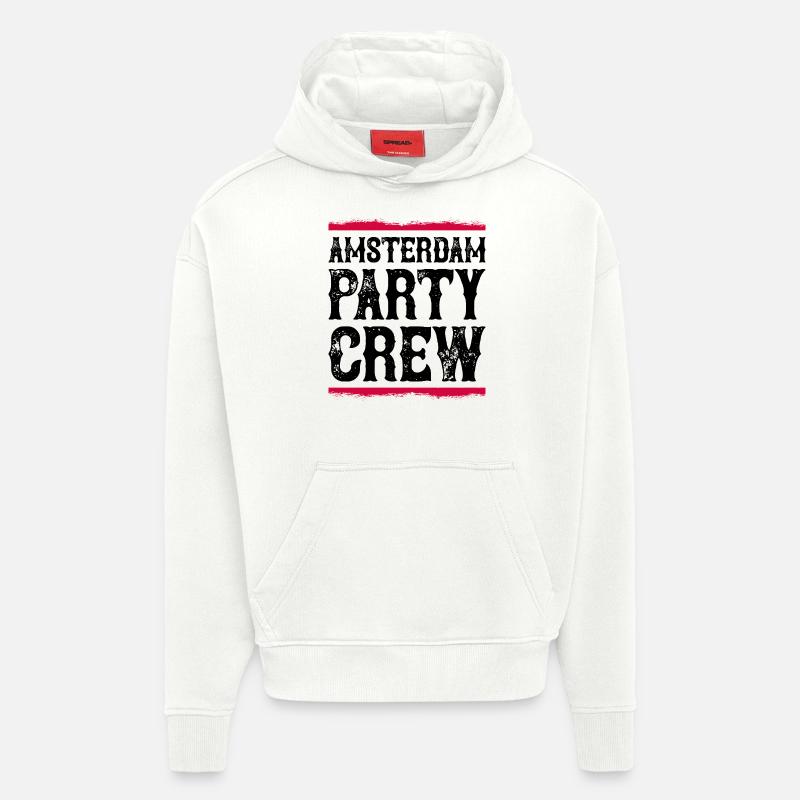 Équipe de fête d’Amsterdam - Sweat à capuche bio épais oversize fabriqué en UE - OFF WHITE