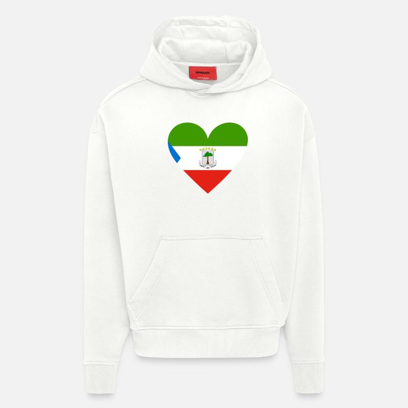 Guinée équatoriale Cœur - Sweat à capuche bio épais oversize fabriqué en UE - OFF WHITE