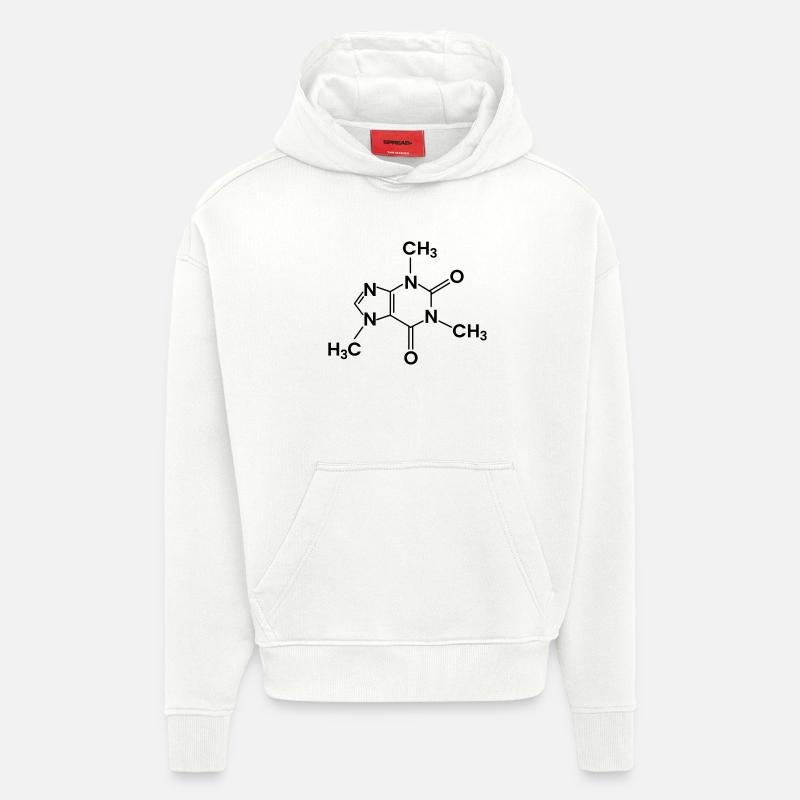 Structure chimique du café Caféine - Sweat à capuche bio épais oversize fabriqué en UE - OFF WHITE