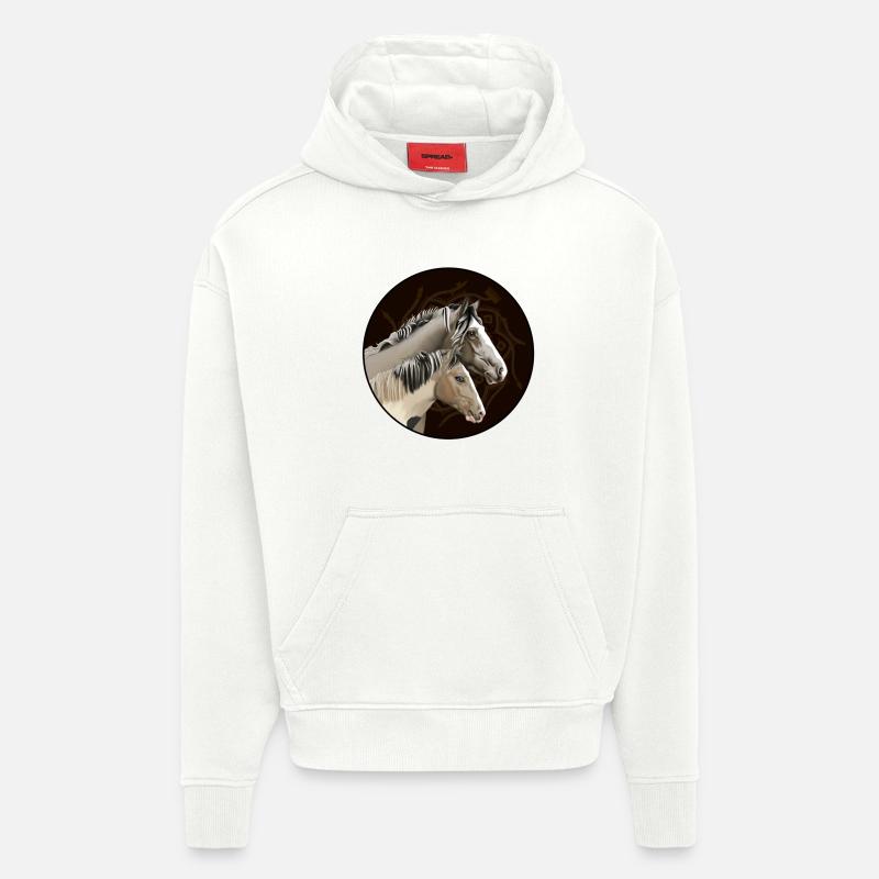 Jumeaux dans le Cercle Mandala - Sweat à capuche bio épais oversize fabriqué en UE - OFF WHITE
