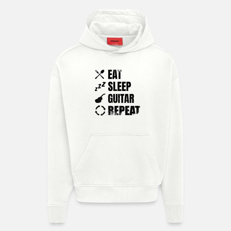 Routine quotidienne du guitariste - Sweat à capuche bio épais oversize fabriqué en UE - OFF WHITE