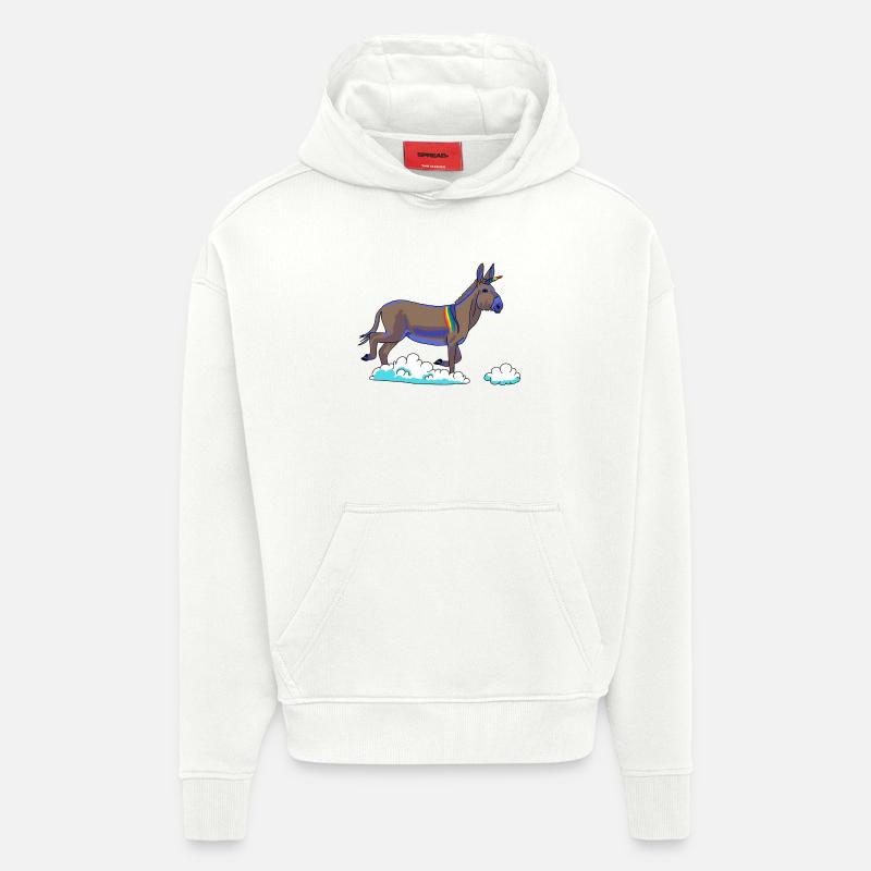 Regenbogen-Einhorn auf Wolken - Hoodie- made by SPREAD  - OFF WHITE