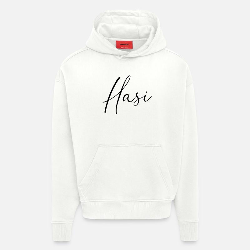 Hasi / Conception de l’écriture manuscrite - Sweat à capuche bio épais oversize fabriqué en UE - OFF WHITE