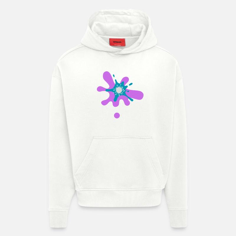 Impression d'éclaboussures de peinture abstraite - Sweat à capuche bio épais oversize fabriqué en UE - OFF WHITE