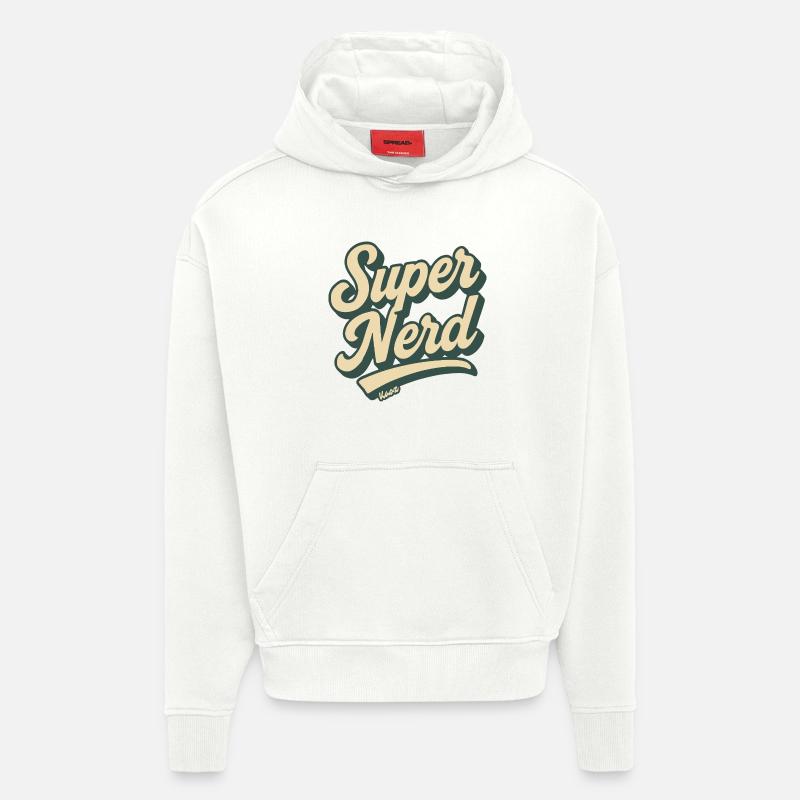 Super Nerd Retro Script - Sweat à capuche bio épais oversize fabriqué en UE - OFF WHITE