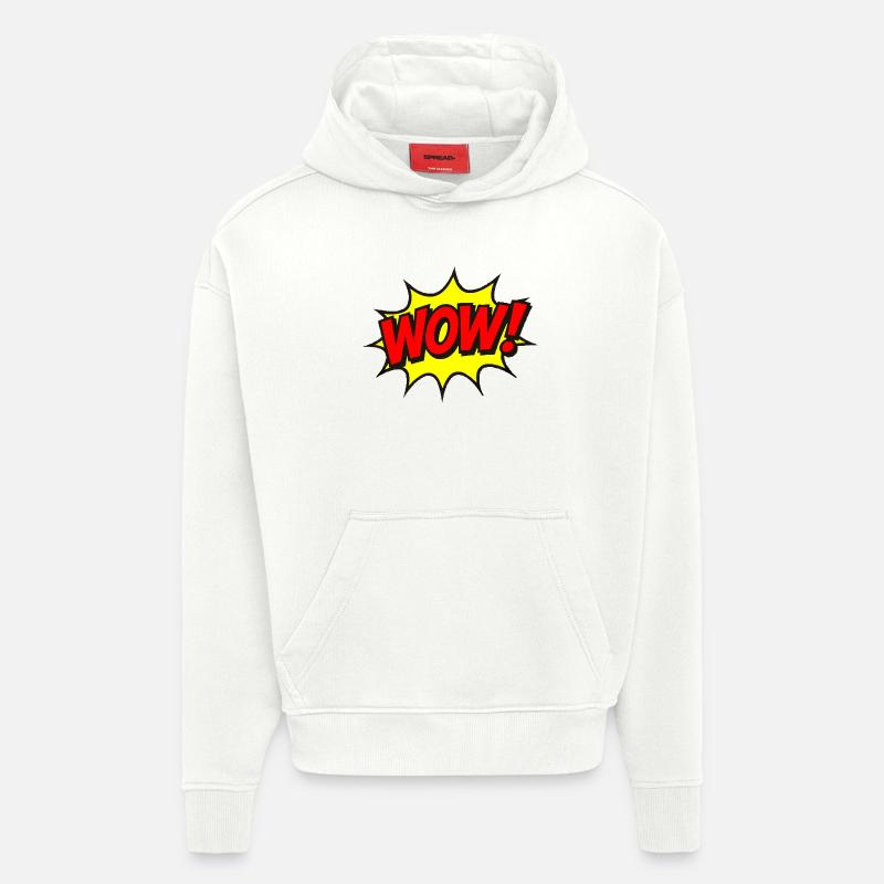 Wow Explosion Pop Art - Sweat à capuche bio épais oversize fabriqué en UE - OFF WHITE