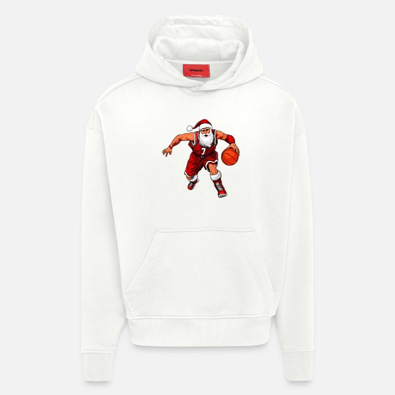 Basketteurs Noël - Sweat à capuche bio épais oversize fabriqué en UE - OFF WHITE