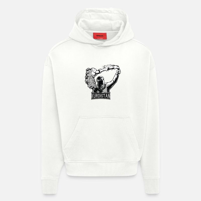Torche du Kurdistan - Sweat à capuche bio épais oversize fabriqué en UE - OFF WHITE