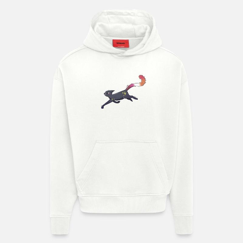 Fierté lesbienne chatte mignonne - Sweat à capuche bio épais oversize fabriqué en UE - OFF WHITE