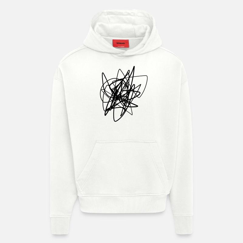 Scribbled chaotic strokes pattern - Hoodie- made by SPREAD  - OFF WHITE