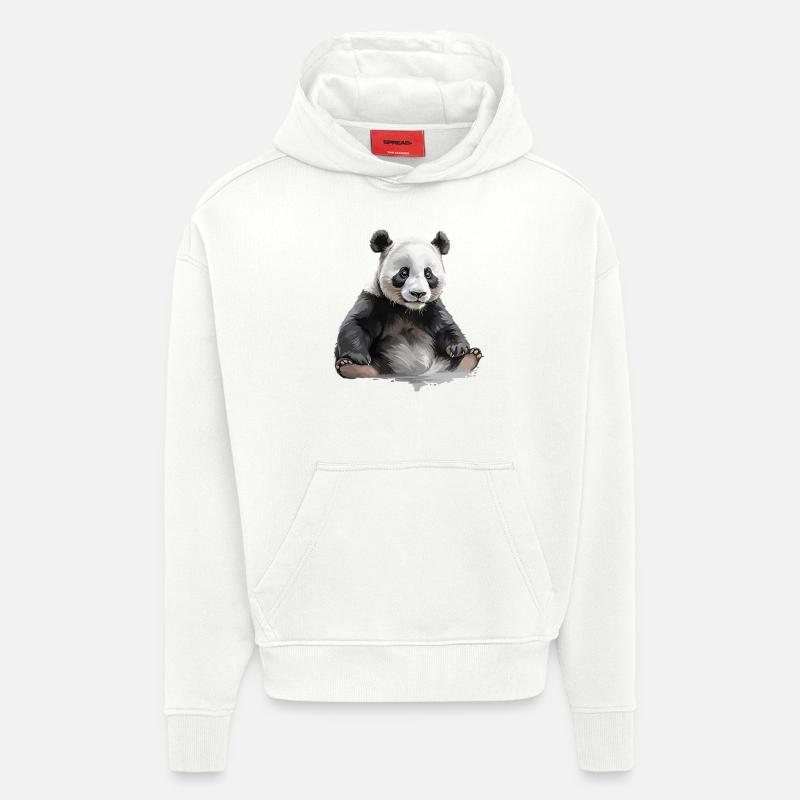 panda ou panda geant - Sweat à capuche bio épais oversize fabriqué en UE - OFF WHITE