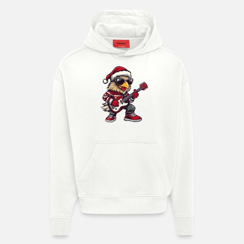 Guitare Rocker de Noël - Sweat à capuche bio épais oversize fabriqué en UE - OFF WHITE