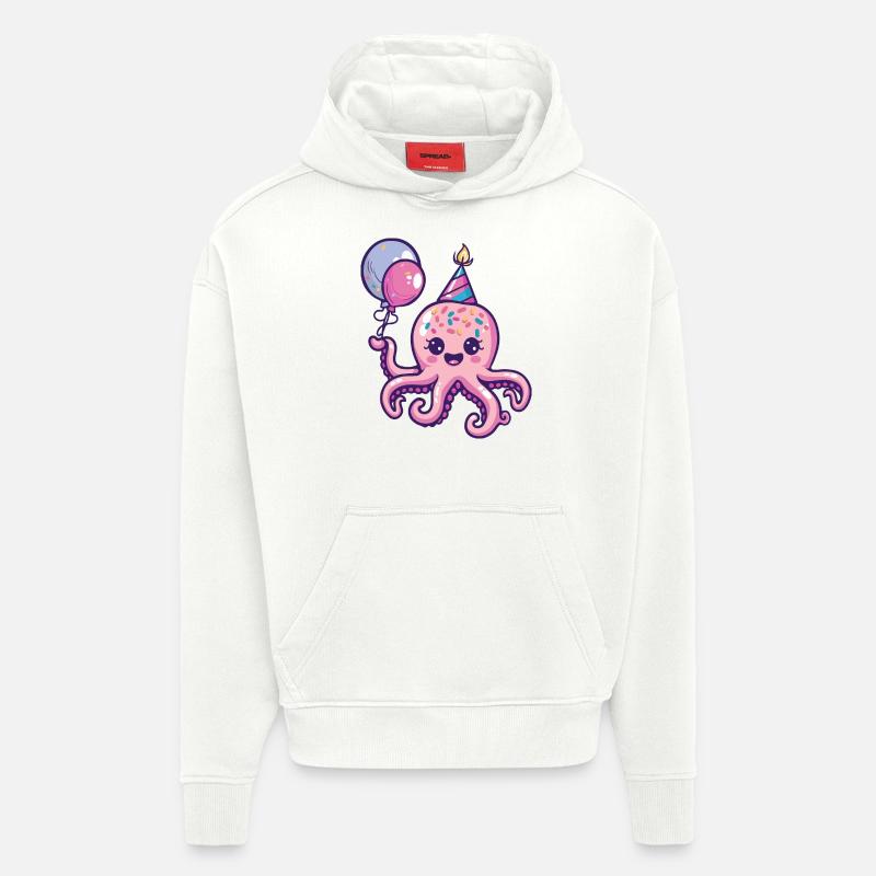 Octopus Birthday Comic Cute - Hoodie- made by SPREAD - OFF WHITE