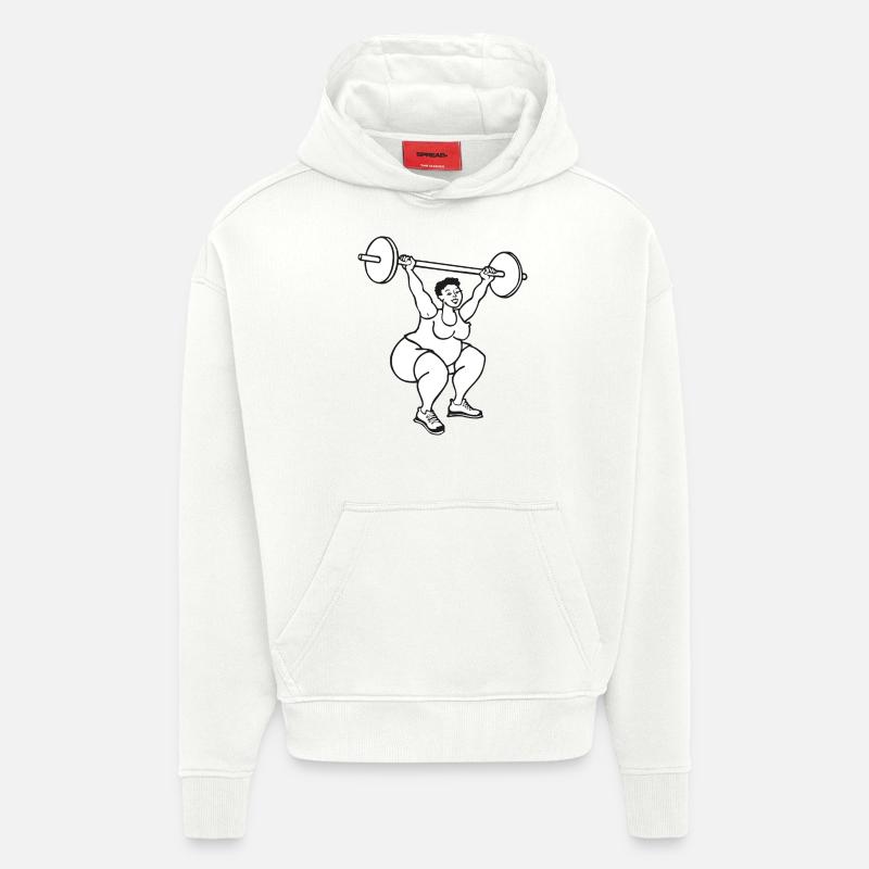 Grosse dame au squat - Sweat à capuche bio épais oversize fabriqué en UE - OFF WHITE
