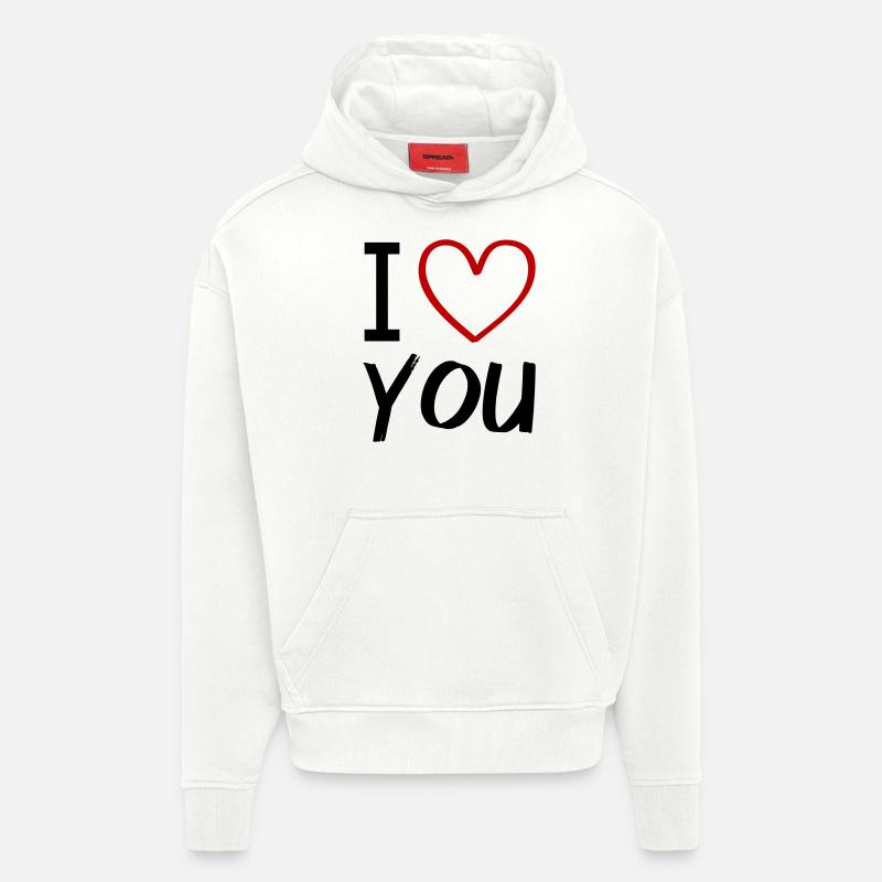 Je t’aime - Sweat à capuche bio épais oversize fabriqué en UE - OFF WHITE