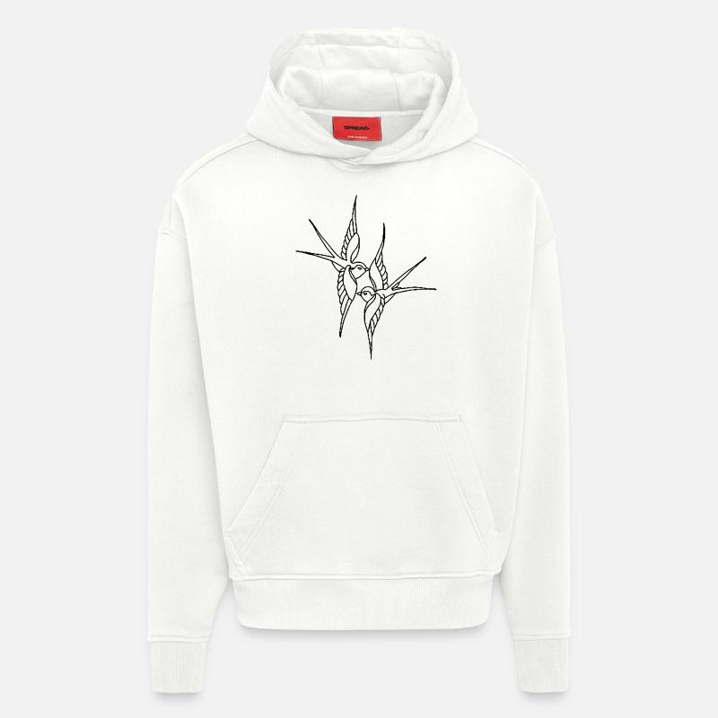 oiseaux - Sweat à capuche bio épais oversize fabriqué en UE - OFF WHITE
