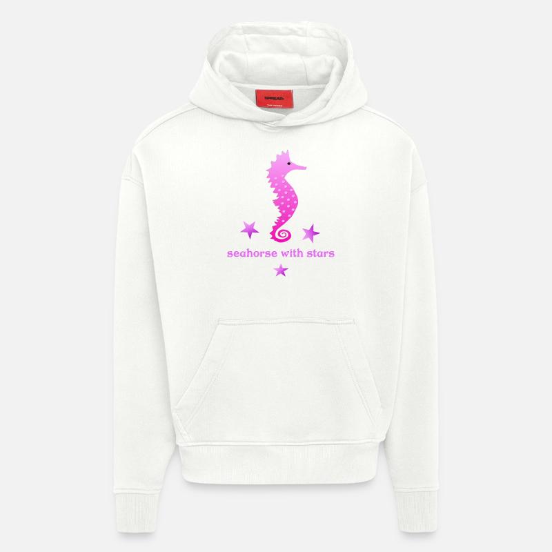 rosa Seepferdchen mit Sternchen - Hoodie- made by SPREAD  - OFF WHITE