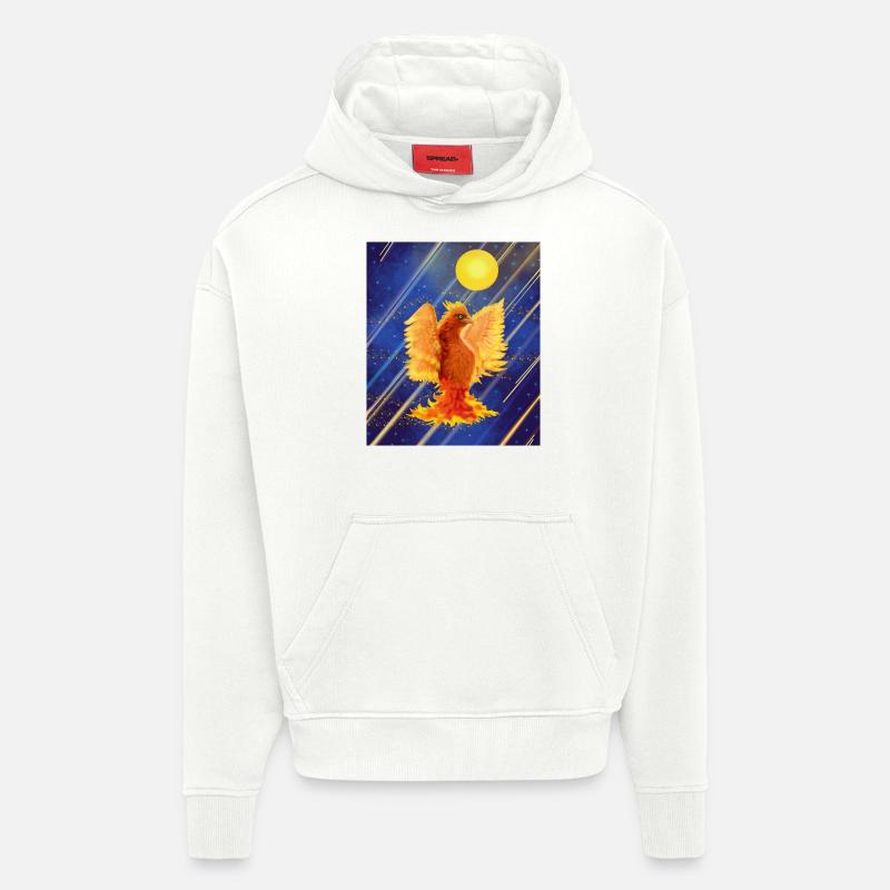 Cosmic Glowing Firebird: Cyber-Semurg - Hoodie- made by SPREAD  - OFF WHITE