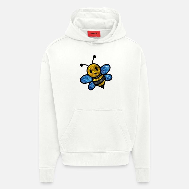 Abeille Cosmique - Sweat à capuche bio épais oversize fabriqué en UE - OFF WHITE