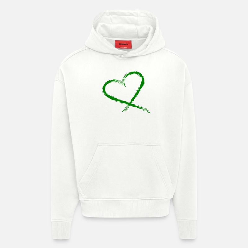 Vecteur de conception de coeur - Sweat à capuche bio épais oversize fabriqué en UE - OFF WHITE