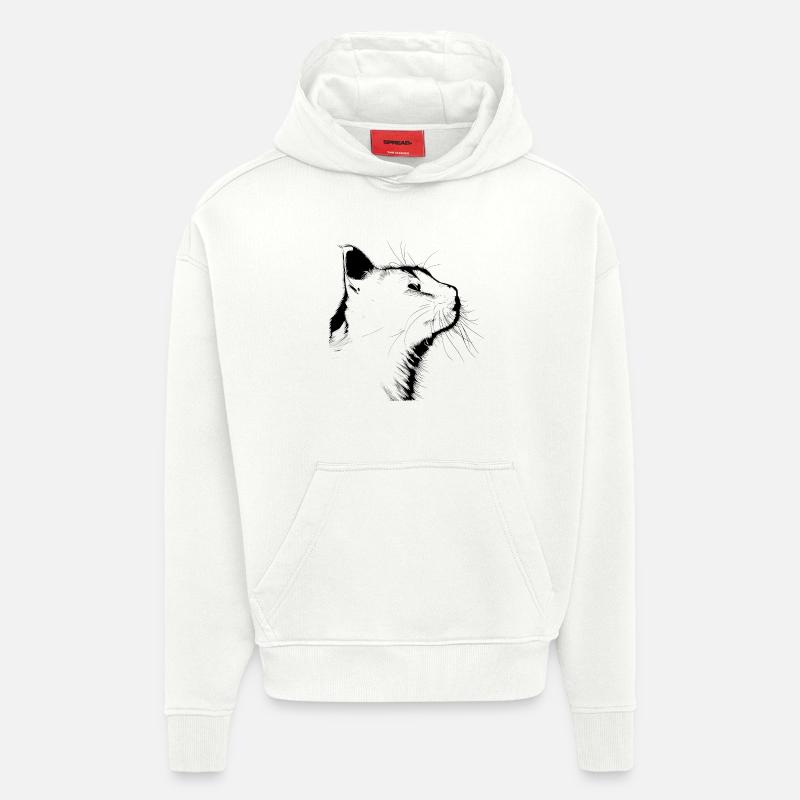 Silhouette de chat - Sweat à capuche bio épais oversize fabriqué en UE - OFF WHITE