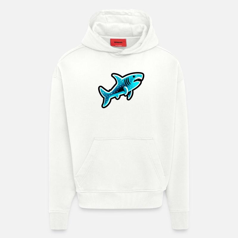 Requin - Sweat à capuche bio épais oversize fabriqué en UE - OFF WHITE
