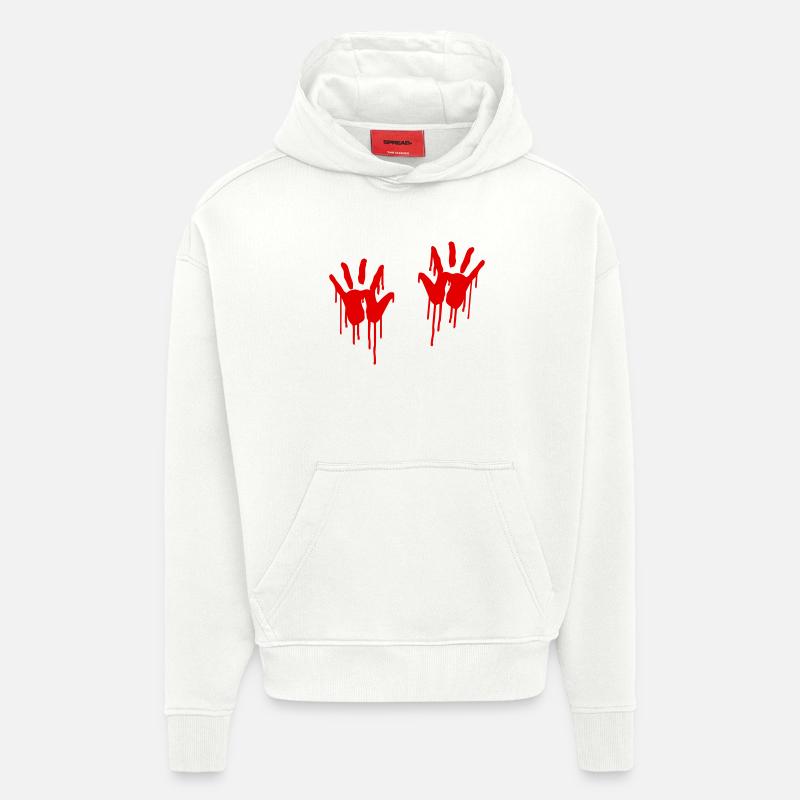 Main sanglante - Sweat à capuche bio épais oversize fabriqué en UE - OFF WHITE