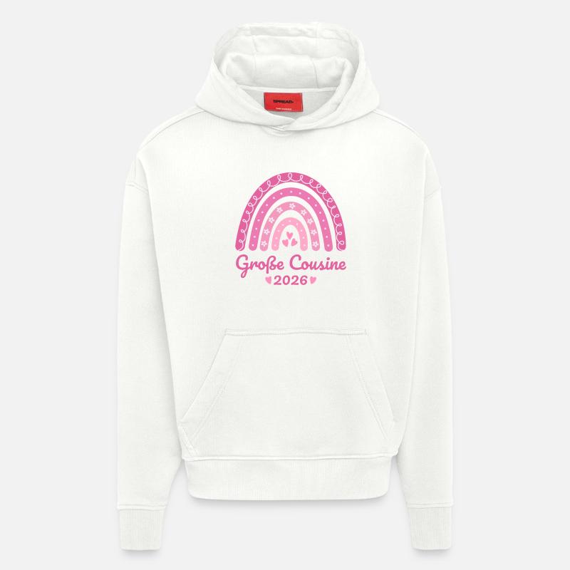 Große Cousine 2026 Regenbogen - Hoodie- made by SPREAD  - OFF WHITE
