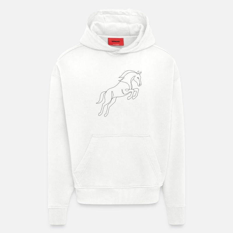 One Line Drawing - Pferd - Hoodie- made by SPREAD  - OFF WHITE