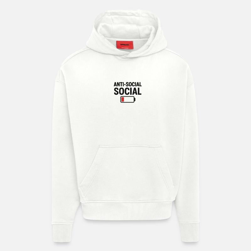 Antisocial - Sweat à capuche bio épais oversize fabriqué en UE - OFF WHITE