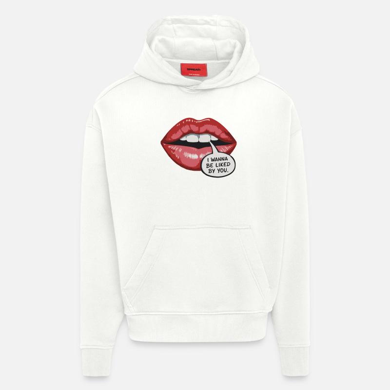 Bold Lip Pop Art : Faites-vous aimer - Sweat à capuche bio épais oversize fabriqué en UE - OFF WHITE