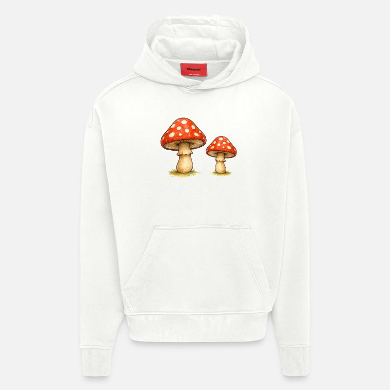 Red Toadstool Duo - Hoodie- made by SPREAD  - OFF WHITE